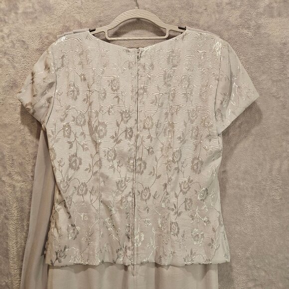 Dressbarn Womens 8 Formal light gray dress elegant brocade chiffon wedding Party - Picture 10 of 15